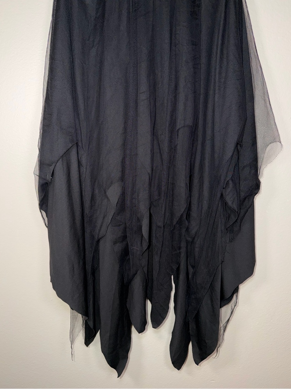 Black Asymmetrical Mesh Witchy Whimsical Gothic Flowy Skirt Vampire Festival - Picture 3 of 4